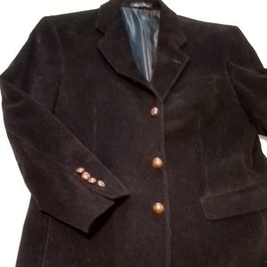 Zagato Black Corduroy 3 Button Retro Sport Coat